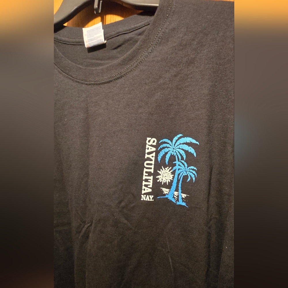 Yazbek Black Long Sleeve Tee with Blue Palm Sayulita Nay Design Collectible SzXL - Picture 3 of 7